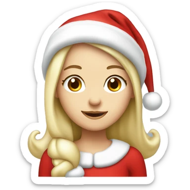 White blond girl as santa claus With hat  sticker