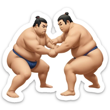 Sumo Wrestling – Cinematic Realistic Sumo Wrestling Scene, featuring a powerful sumo wrestler in traditional mawashi engaged in an intense bout on a sandy dohyo, muscles tensed and sweat glistening under dramatic arena lighting, capturing the raw energy and tradition of the sport. sticker