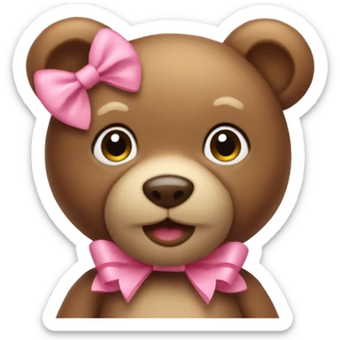 Teddy bear with a pink bow sticker