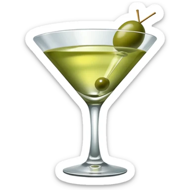martini with 3 green khaki olives all at the same stick and same size . liquid should be a clear color like water kinda  sticker
