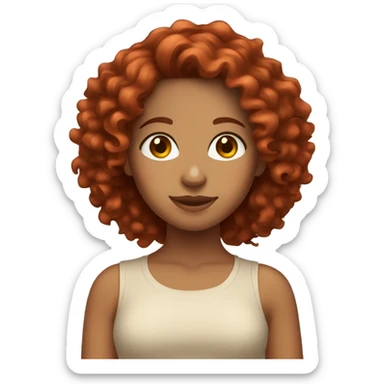 tan hispanic girl with red curly hair  sticker