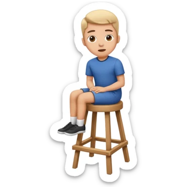 a person sitting on stool moving full backward head. sticker