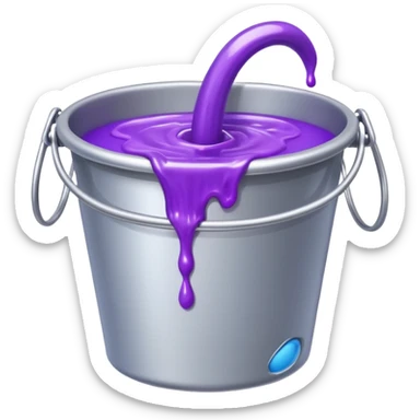 shiny silver bucket with purple slime sticker