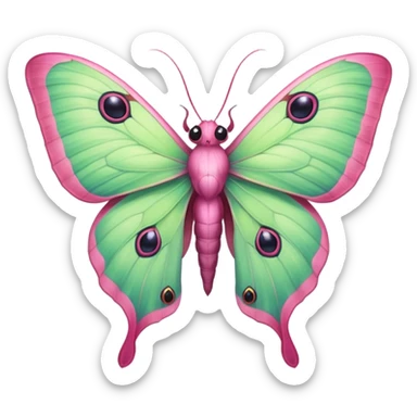 pink luna moth  sticker
