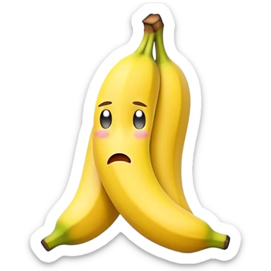 A sad banana emoji with a frown, vibrant and colorful style. sticker