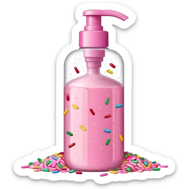 Pink shower gel light pink bottle with sprinkles and confeti on the bottle  sticker