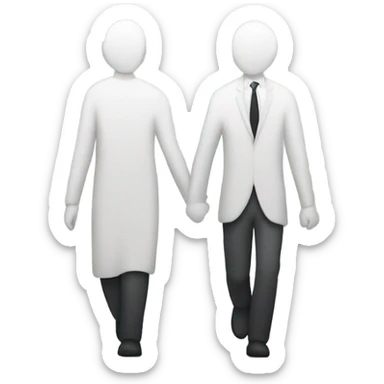 A minimalist emoji showing two people walking side by side with speech bubbles above their heads to represent an informal conversation. sticker