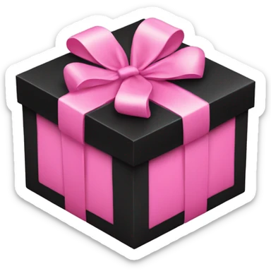 Black gift box with pink lid sticker