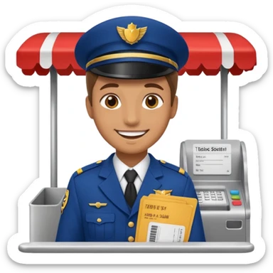 ticket seller at booth sticker