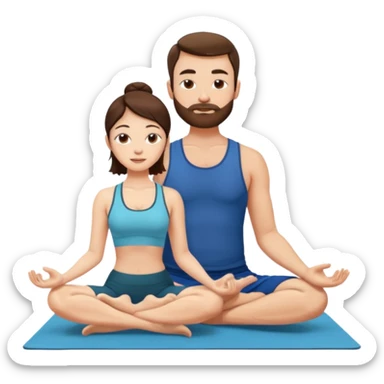 scottish man with stubble, brunette woman doing yoga sticker