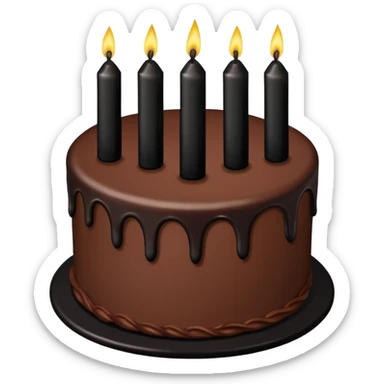 birthday cake with black candles and trim, no text sticker