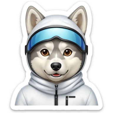 Husky wearing ski mask sticker