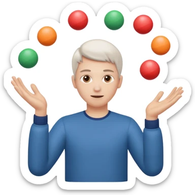 person mimicking juggling with hands in front of them but without the balls sticker