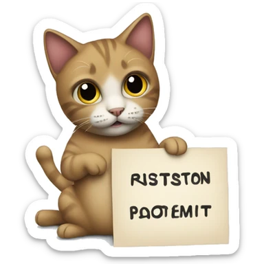 Cat holding a protest sign  sticker