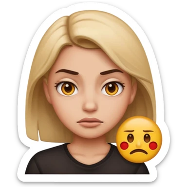 make a girl mean mugging emoji sticker