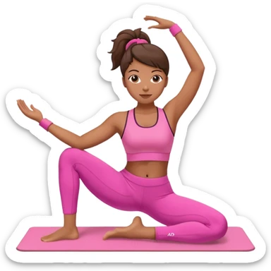medium-skinned woman doing Pilates in pink sportswear sticker