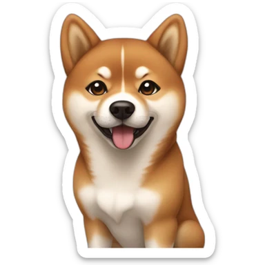 Cute Shiba-dog with her their mistress, a woman with brown and curly hair sticker