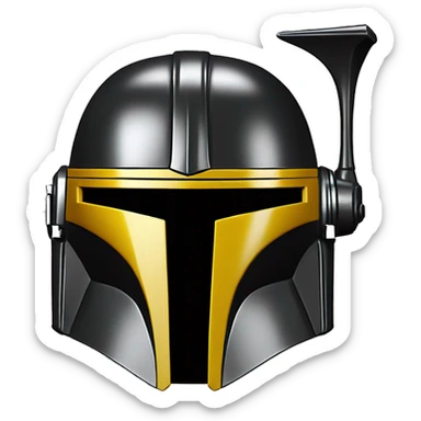 Mandalorian helmet black and yellow with antenna sticker