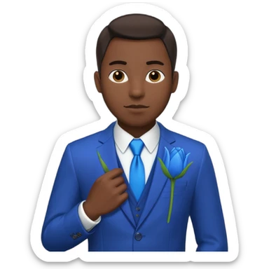 black man with blue tulip in his suit pocket sticker