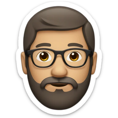 man with dark brown and white beard with rimless glasses sticker