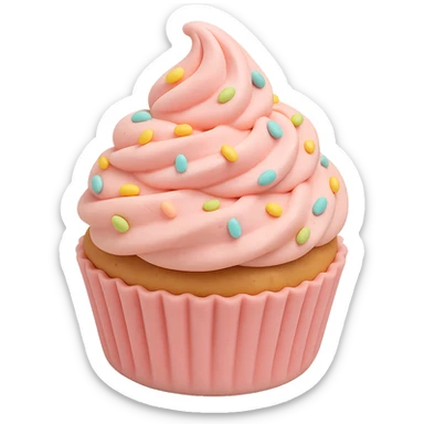 Add colorful sprinkles to the pink icing, keep the fondant cake art style and transparent background. sticker