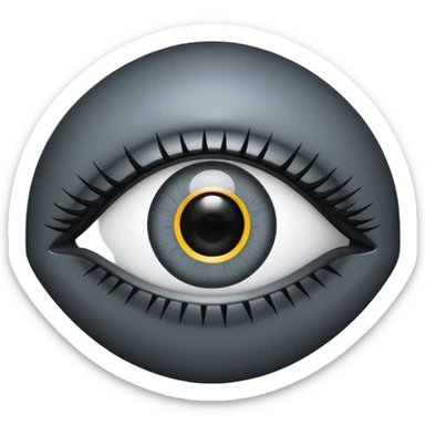 Minimal emoji, gothic futuristic eye, cold grey sclera, pupil replaced by a solid black number 8, occult cyber aesthetic, sharp clean lines, flat emoji design, centered, transparent background sticker
