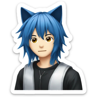 Ikuto blue hair with cat ears from sugo chara anime sticker
