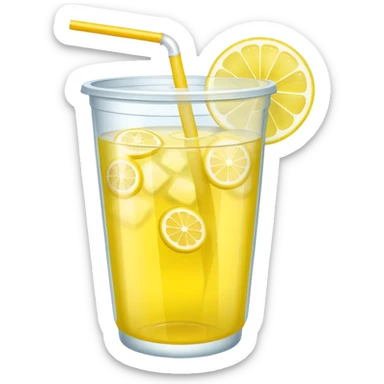 lemonade in a plastic cup without a lid and straw sticker