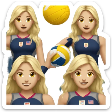 summer olympics blonde girl playing volleyball sticker