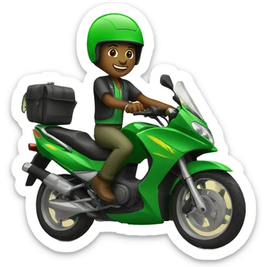 a  green boda boda rider in kenya sticker