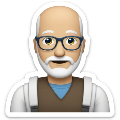  bald guy with a greying beard, brown moustache,  blue eyes and glasses sticker