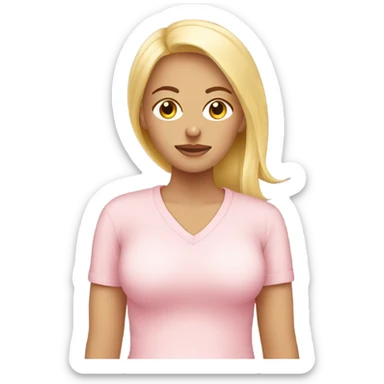 postpartum pain. blonde woman. light pink shirt sticker