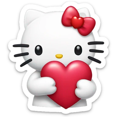 Hello Kitty holding a heart sticker