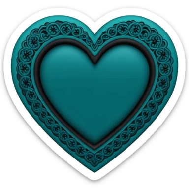 dark teal heart with black lace sticker