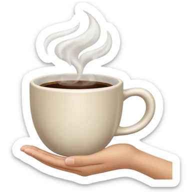 Hand holding a coffee cup sticker