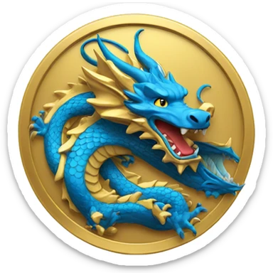GOLDEN COIN WITH A BLUE DRAGON sticker