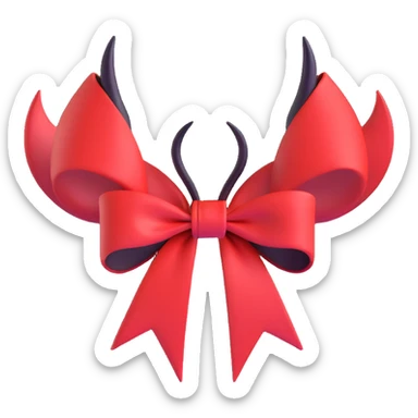 devil bow, red and black, small horns on the bow, pointed ends, mischievous vibe sticker