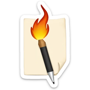 A hand writing on paper with a pen and the paper burning sticker