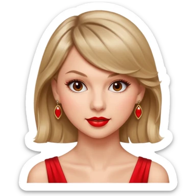 Taylor Swift red líp and elegant look sticker