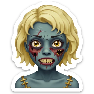 Quero um zumbi com a pele negra,com machucados no rosto (poucos) com dentes de ouro,com cabelos curtos ondulado, com rosto feminino  sticker