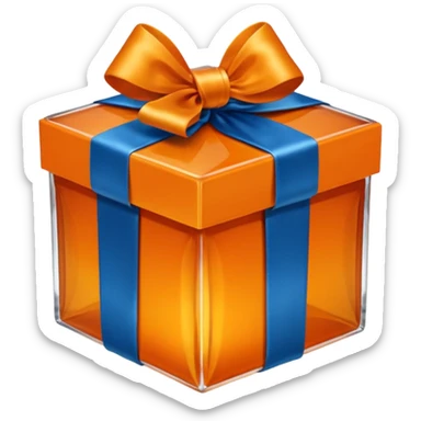 glass orange gift box with blue ribbon sticker