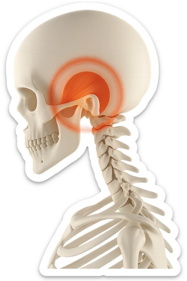 focus su muscolo temporale illuminato con un cerchio sticker