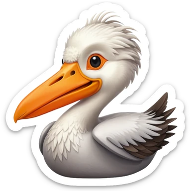 Create a really cute,  simple, cartoon pelican emoji that i can copy and paste into text sticker