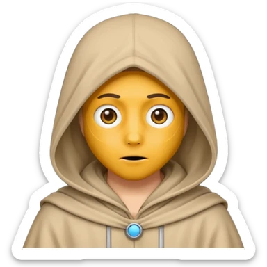 Jedi wearing hood emoji eyes covered by hood sticker