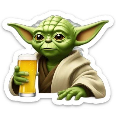 Yoda buvant une bière sticker