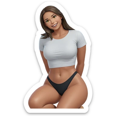 smiling girl at the beach sticker