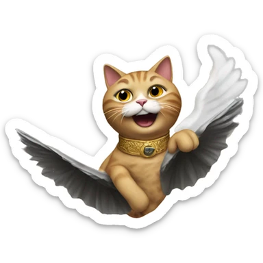 A cat flying through heaven smoking a cigar sticker