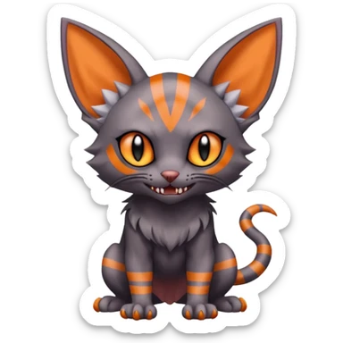 Noibat-Lykoi-Sphynx-Litten-Torracat-fusion-Fakemon-Pokémon-creature  sticker