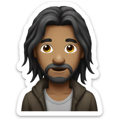 Homeless man with long straight black hair  sticker