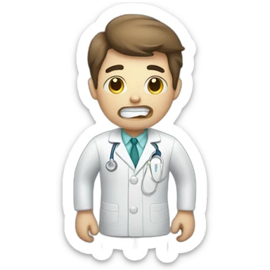 Dentist tired from work  sticker